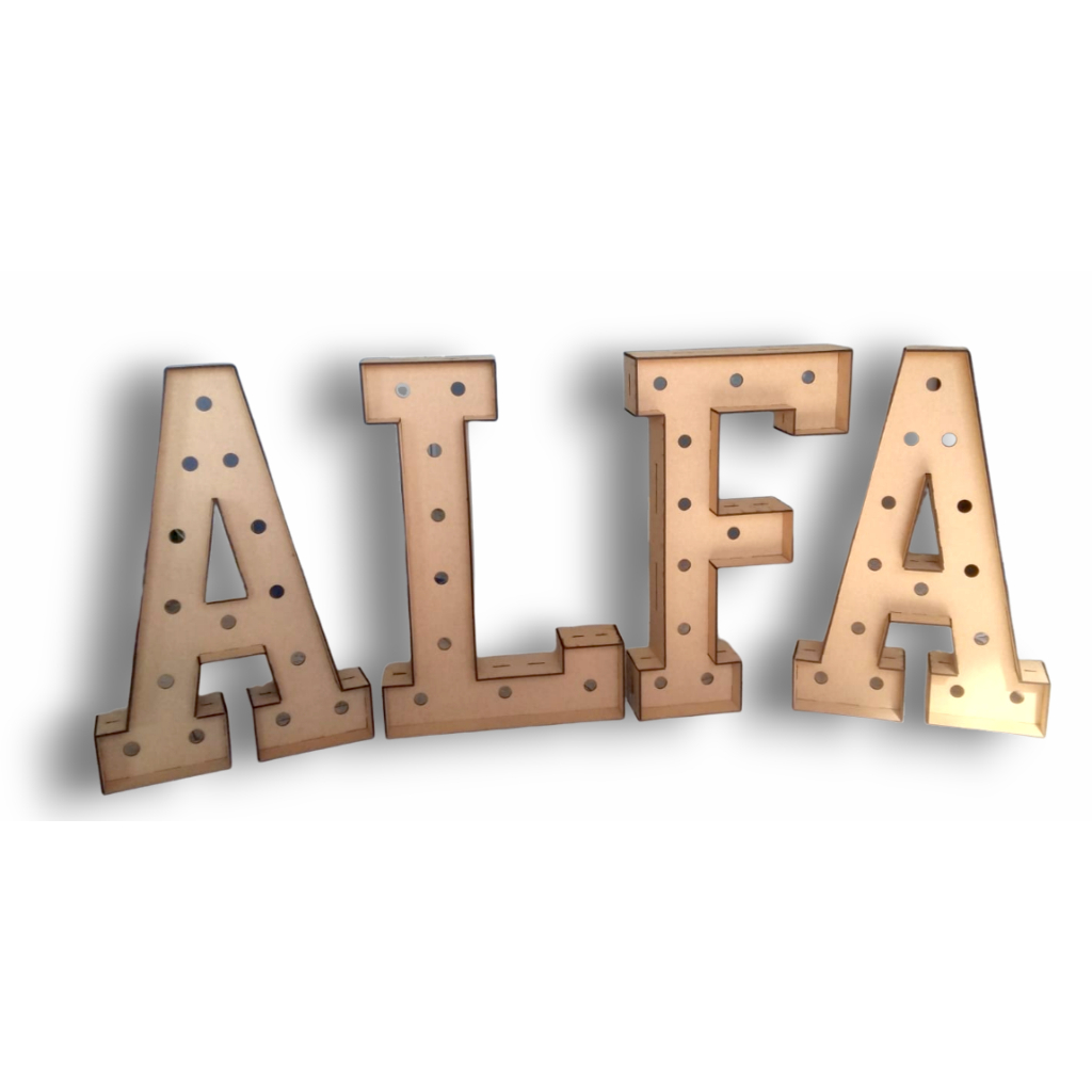 MONTE SEU LETREIRO - Letra Caixa grande Altura 100cm - MDF 3mm com furos sem iluminação - para letreiro luminoso decorativo gigante de piso