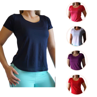 Kit 5 camisetas feminina dry fit moda fitness academia camisa blusa manga baby look