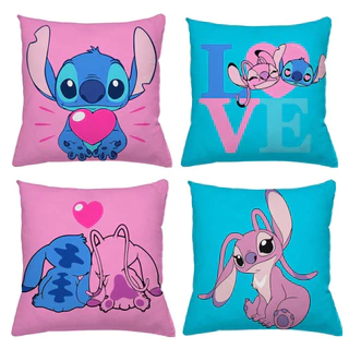 Kit 4 capas de Almofadas Infantis 43x43 Moderna Casal Lilo Stitch , Minnie Homem Aranha, hulk