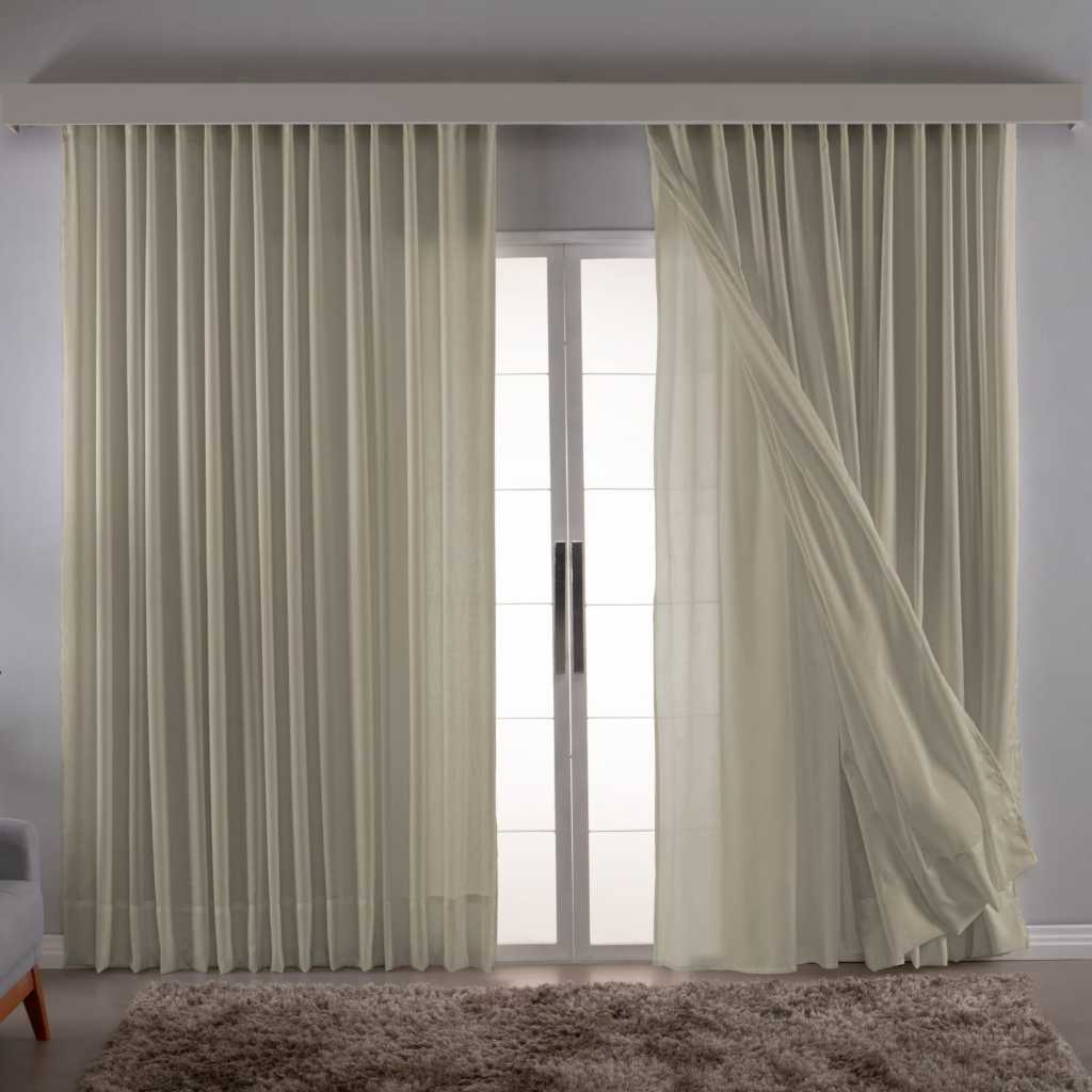 Cortina Linho Gaze C/Forro Microfibra 8.00x2.60 - Trilho Suíço Max