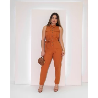 Macacão Jogeer Longo Em Sarja Moda Feminina 6012