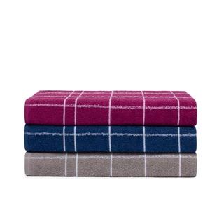 Kit 3 Panos de Prato Para Cozinha Felpudo Copa Atoalhado Listrado em Algodão - (45x65cm)