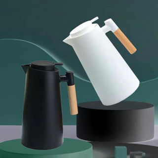 LUWAVE. Garrafa A Vácuo De Café Chá Térmica 1L Com Cabo De Madeira