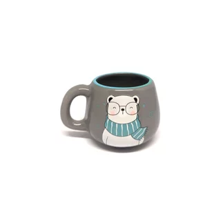 Caneca Cerâmica Mini Bojuda 210Ml Cinza Be Bear Urso Ursinho Presente Namorados Xicara Café