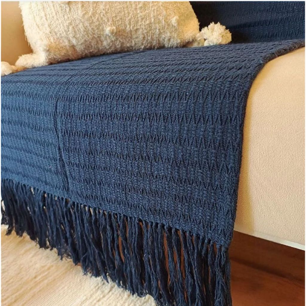 Manta Xale Para Sofa Poltrona Promocao 2,0x1,2cm Artesanal Favo de Mel