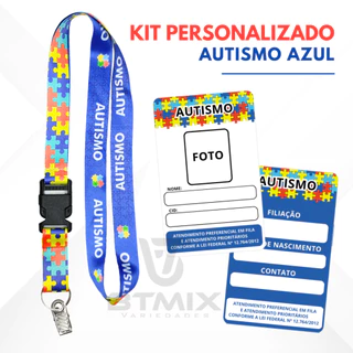 Kit Cordão e Crachá do Autista PVC Personalizado Autismo