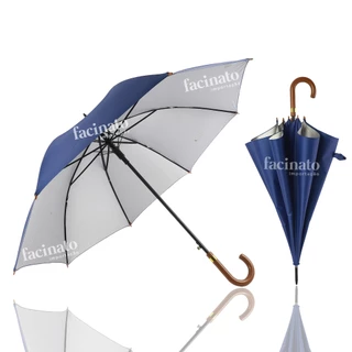 Guarda Chuva Com Proteção UV Reforçado Vareta Dupla Cabo De Madeira