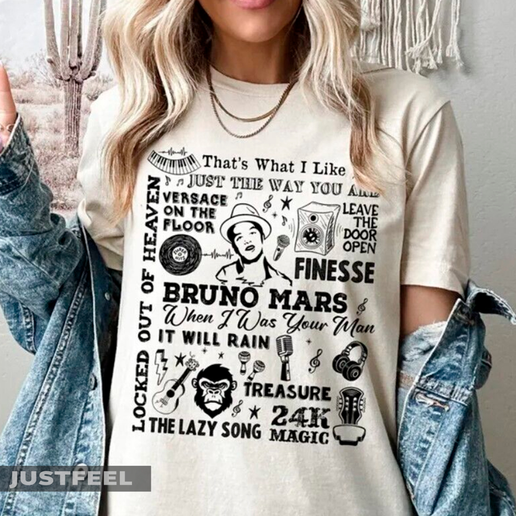 Camiseta T-shirt Unissex Algodão Bruno Mars Musics Tracklist