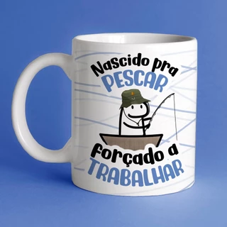 Caneca Dia dos Pais Personalizada Flork Bento Nascido Pra Pescar Forçado Divertida OFERTA RELÂMPAGO