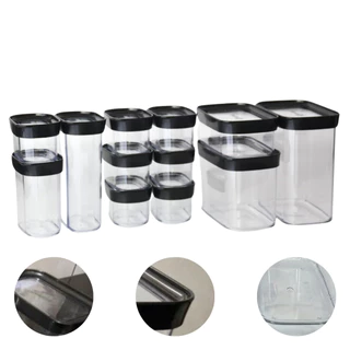 Kit cozinha 12 peças - Potes herméticos mantimentos Conjunto Pote Hermetico Organizadores Dispensa Transparente Tampa Alimentos Organizador Geladeira