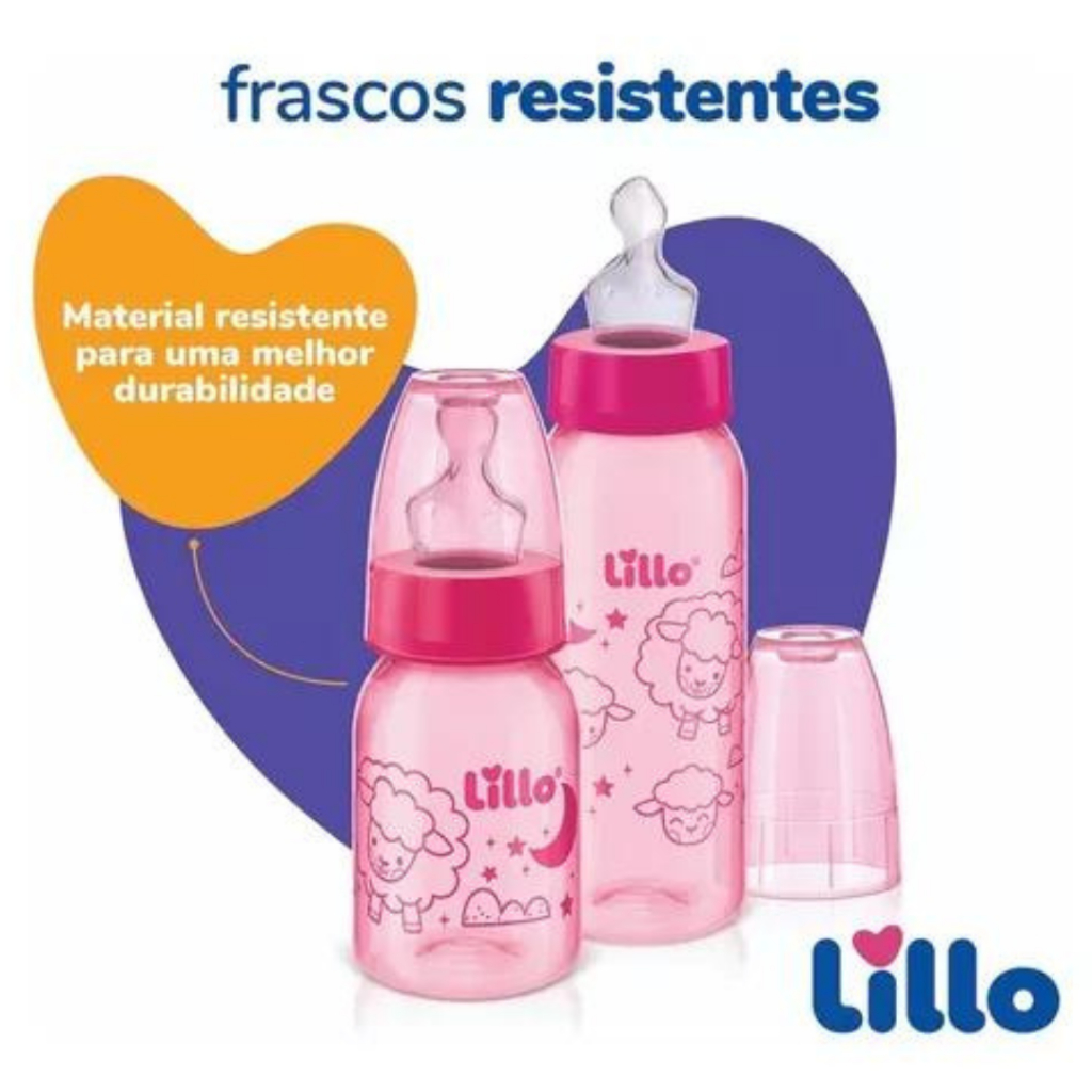 Kit 3 Mamadeira Lillo Evolução Bebe Infantil Rosa 0 a 12 Meses Super ...