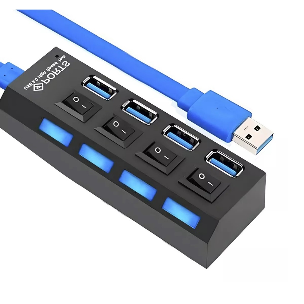 Hub Usb 3.0 4 Portas Chave On Led 5 Gbps Rápido