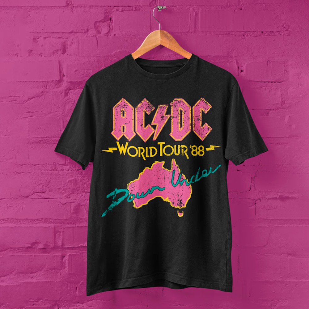 Camiseta T-shirt Unissex Banda Vintage AC/DC World Tour | Shopee Brasil