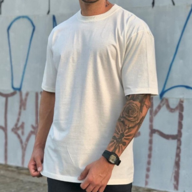 Oversized street wer camisa treino confort na cor Off 100% algodão