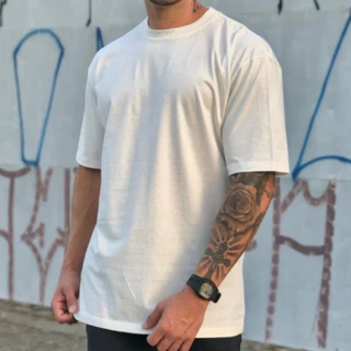 Oversized street wer camisa treino confort na cor Off 100% algodão