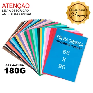 Papel Color Plus FOLHA GRÁFICA 66x96 180g Kit c/10 Folhas