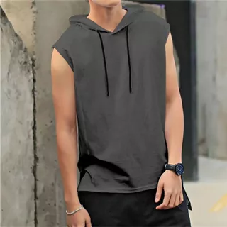 Camiseta regata com Capuz e cordão em malha 100% algodão fio 30.1