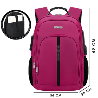 Mochila Feminina Masculina Faculdade Escola Trabalho Notebook Bolso Antifurto Resistente Saída USB