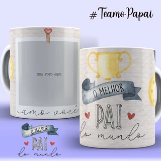 Caneca Xícara de Porcelana Personalizada Dia dos Pais com Foto é Nome Presente Criativo
