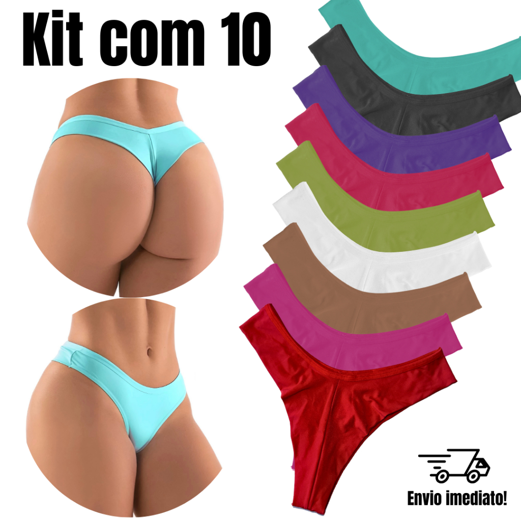 Kit Calcinhas Fio Dental Duplo Empina Bumbum Conforto Sem Costura no Bumbum Sensual