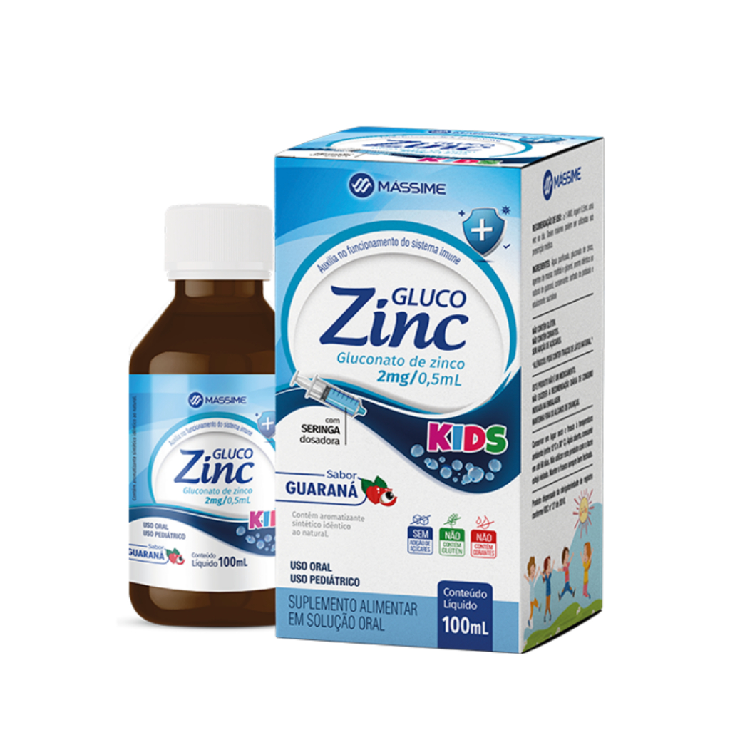 Gluco Zinc Infantil Zinco 2mg Sabor Guaraná 100ml - Massime | Shopee Brasil