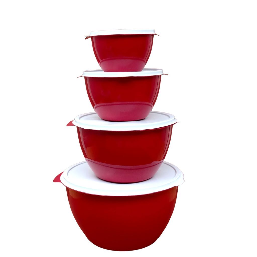 KIT 4 POTES PLÁSTICO BOWLS REDONDOS ALIMENTOS