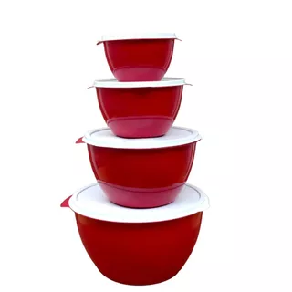KIT 4 POTES PLÁSTICO BOWLS REDONDOS ALIMENTOS