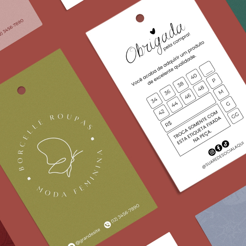500 Etiquetas Tags Personalizadas Para Loja de Roupa Feminina Moda ...