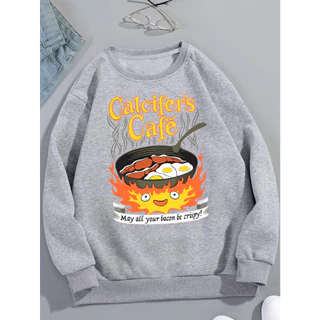 Casaco Moletom Desenho Castelo Animado Calcifer Blusa De Frio Flanelada Unissex Com Ou Sem Capuz