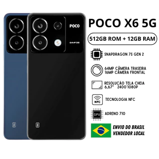 Celular Xiaomi PocoPhone Poco X6 5G 512GB ROM/ 12GB RAM Versão Global | Smartphone 5G , ROM Global , Câmera 64MP , Carregador 67W