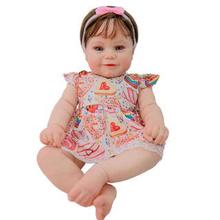 Bebê Reborn Maddie Boneca Realista Corpo Todo em Vinil Para Banho 60 cm Fio A Fio