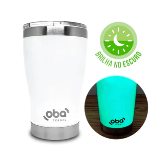 Copo Térmico Brilha No Escuro Com Tampa Exclusivo Oba Térmic Para Água Chá Cerveja Café 473ml