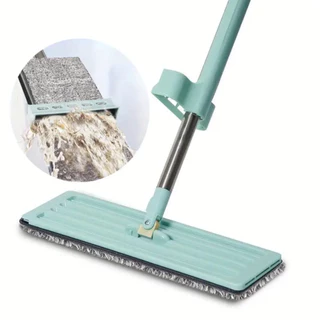 Kit 4 Esfregão Rodo Mop Mágico Inteligente Com 1 Refil FLAT 360° Graus Flexível PUXA E SECA Limpeza Casa Limpa Fácil Microfibra Alto Absorção