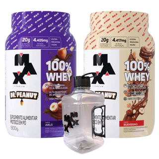 Whey Protein Dr. Peanut 100% - 900g (Avelã e Bueníssimo) + Galão 1,5L - Max Titanium