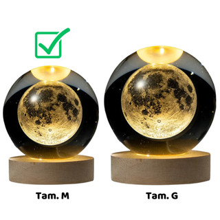 Luminária De Mesa Bola De Cristal Led Abajur - Lua, Sistema Solar, Saturno, Galáxia, Árvore  - Tamanho M e G — foto 3 — Achou Levou Brasil