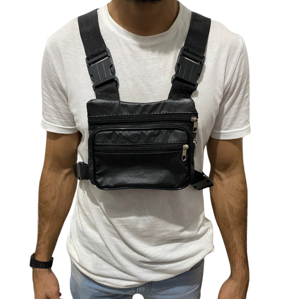 Bolsa De Peito Pochete Motoboy Couro Masculina Unissex Colete Sholder ...