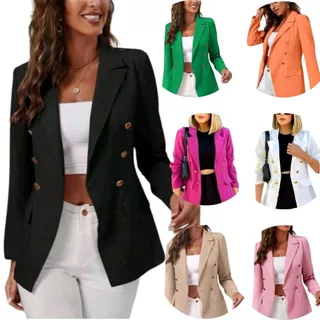 Blazer Feminino Social Casual Terninho Com Botão Alfaiataria