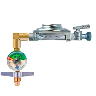 Regulador Registro De Gás 1kg/h Saída 1/2" Aliança Horizontal deitado Pouco Espaço + Manômetro