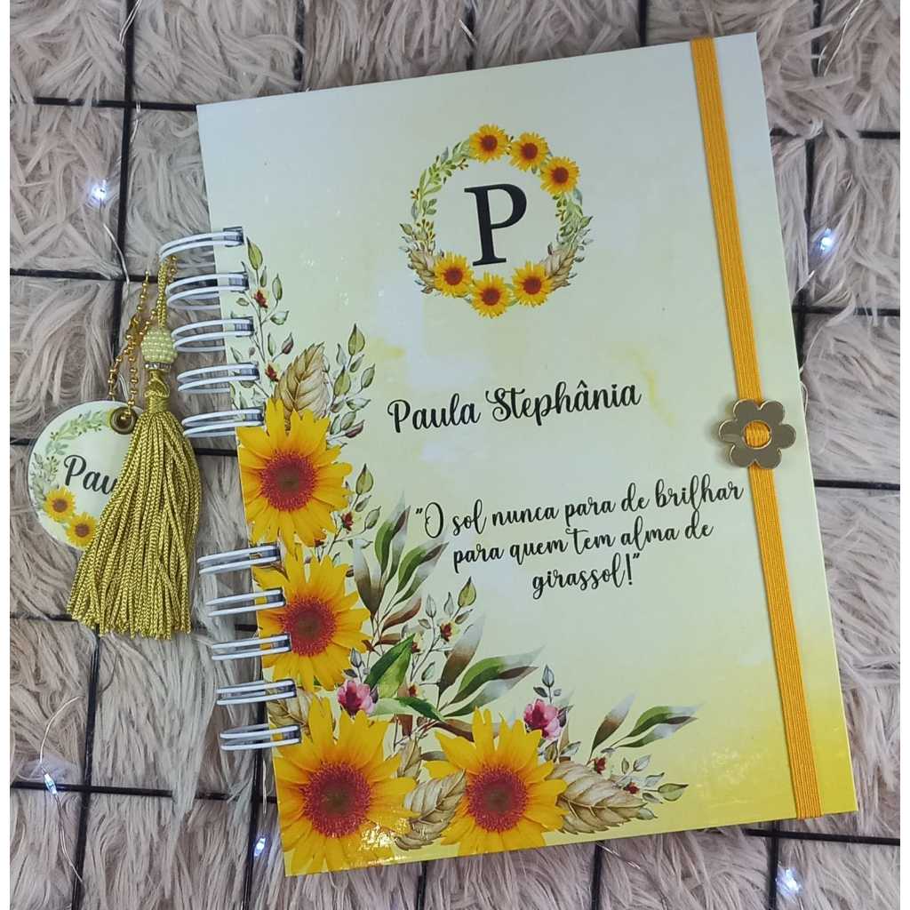 Caderno Personalizado A5 Capa de Girassol | Shopee Brasil