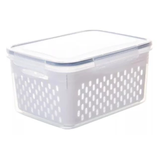 Pote Hermético com Cesto Escorredor Branco de Plástico 1,6L - Lyor