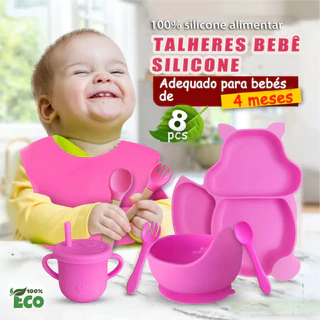 Kit 6 Peças de Talheres de Silicone para Bebês e Crianças kit introdução alimentar