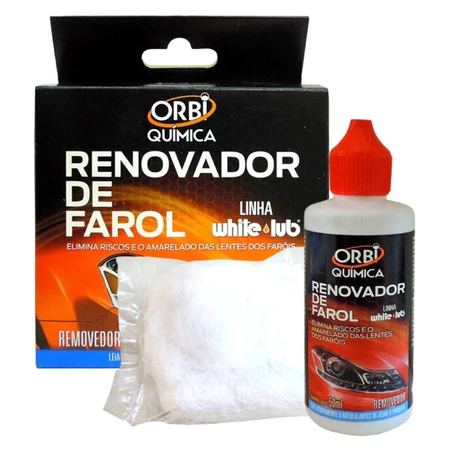 Renovador de Farol Orbi Tira Amarelado e Aspecto Fosco Revitalizador 50ml + Estopa