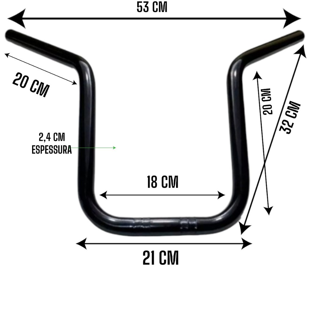 Guidão Guidom Motoboy Alto Preto Cg Titan 125 150 160