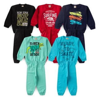 Kit 4 Peças De Roupas Bebê Inverno Conjunto Moletom Punho e Barra no Casaco Menino Bebe Com Ou Sem Capuz Infantil Masculino Calça Blusa Frio Tamanhos 1 2 3 4 6 8