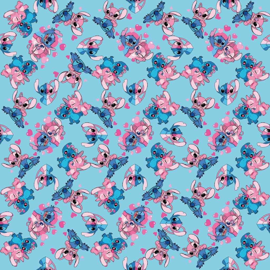 Tecido Microfibra TACTEL Estampa Digital - Stitch 6 fundo azul