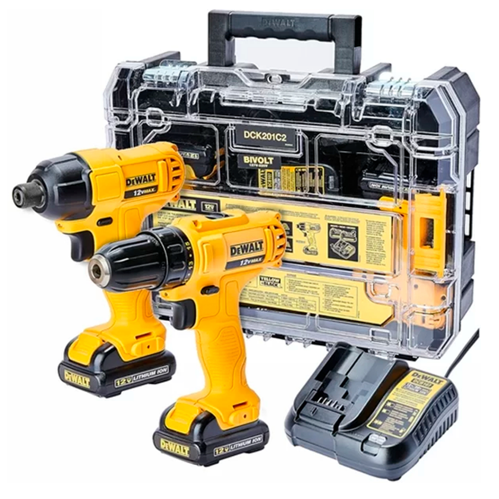 Combo Furadeira Parafusadeira Impacto Bat.12v Dck201c2 Dewalt