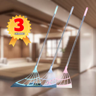 Vassoura Magica 3 Unidades Rodo Vassorodo Silicone Tira Pelo Limpa Vidro Multiuso Grande 122Cm