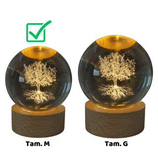 Luminária De Mesa Bola De Cristal Led Abajur - Lua, Sistema Solar, Saturno, Galáxia, Árvore  - Tamanho M e G