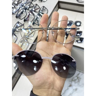 Armação Oculos Feminina Redondo Para Grau Em Metal + Clipon Polarizado Diversas Cores M8003