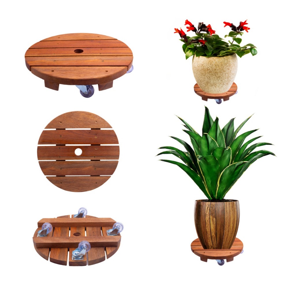 Suporte Para Vaso De Planta Redondo 40 Cm Rodinhas Cristal | Shopee Brasil